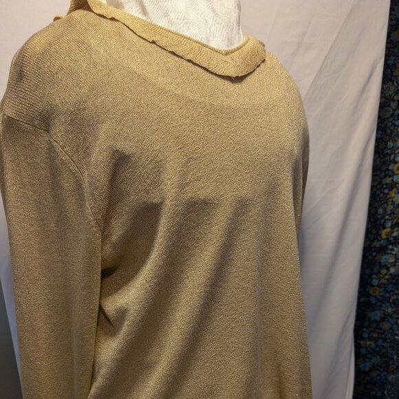 NWT PARISIAN SIGNATURE woman Shimmery Gold Sweater, Ruffle Neck Size XXL - Picture 4 of 8